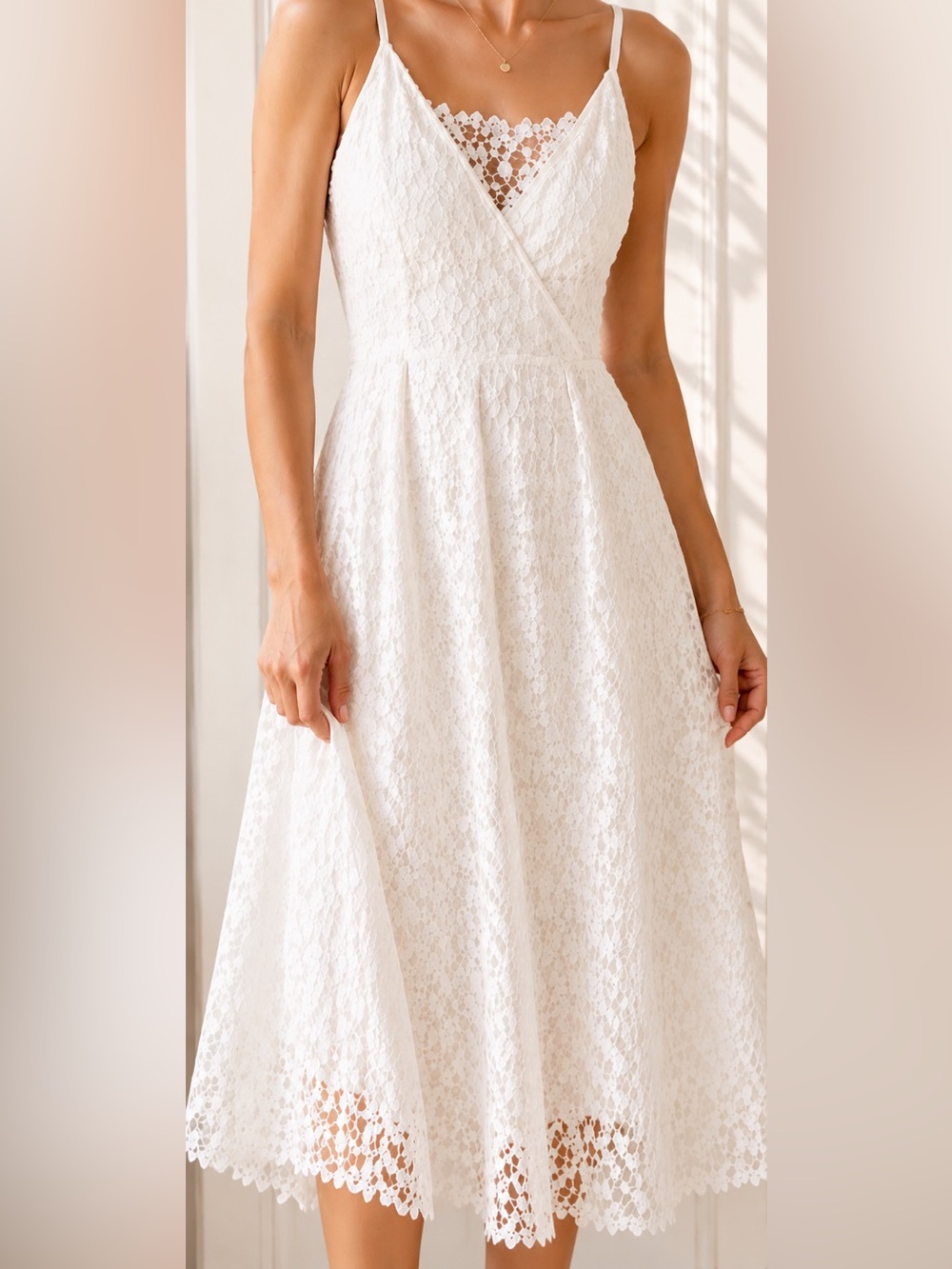 Enfocus Studio Ivory Lace Midi Dress Size 4 Wedding Guest Bridal Shower